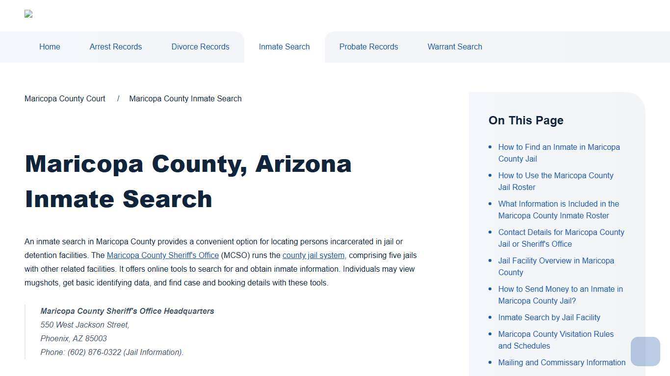 Maricopa County Inmate Search Maricopa County Court