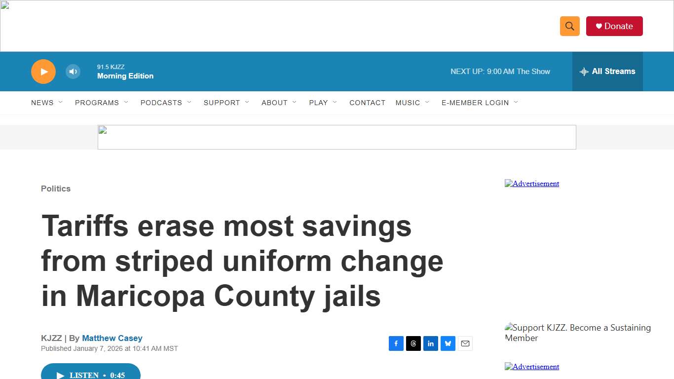 Tariffs erase most savings from striped uniform change in Maricopa County jails